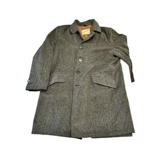 Vintage 50s 60s Men's Northern Aire Herringbone Wool Blend Over Coat Sz 42